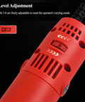 Badass Right Angle Grinder Featuring A Beast Mode Five Hundred Watt Motor With Six Adjustable Speed Settings For Polishing Tile Seams And Deburring Grout Lines Smoothly Every Time close-up of 6-speed adjustment on red grinder body.