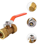 Swing By And Grab This Smooth Running Brass Ball Valve With Hose Barb Perfect For Water Heater Shut Off, showing brass valve with handle.