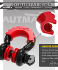 Heavy Duty Red Shackle Isolators With Washers Fits 3/4 Inch D Ring Bow Shackles Rubber Bushing Covers For Off Road Truck Rigs.