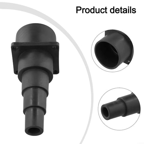 Dust Collection Tool Adapter For Shop Vac And Wet Dry Vacuum Cleaner, black plastic connector with stepped design, fits 1 to 2.5 inch hoses.