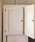 Antique Copper Cabinet Hinges Running Dead Smooth As Butter With Heavy Duty Self Closing Springs And Silent Silicone Dampers 3 8 Inch Inset Mount Full Installation Kit 30 Pack on a white cabinet.