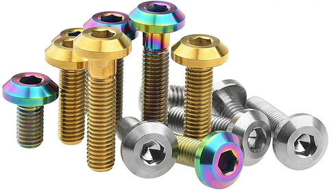Top Shelf Titanium Hex Bolt And Screw Kit For Motorcycle And Bicycle Gear Upgrades Featuring gold finished heavy duty fasteners with precision threads
