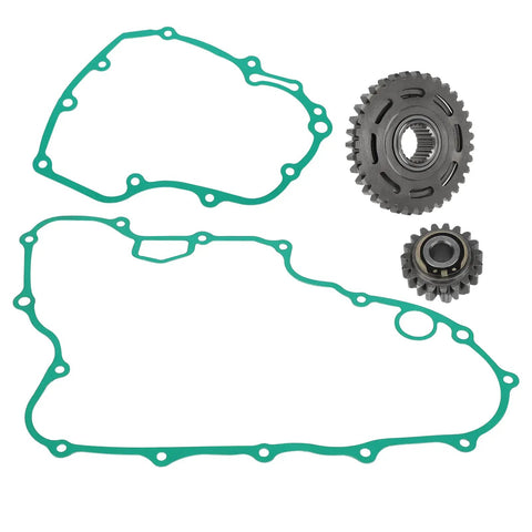 High One Way Clutch Starter Gear Plus Premium Gasket Kit For Honda TRX450ER Atv 2006 Through 2014, steel gears and green gaskets