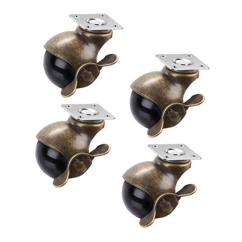 Vintage Bronze Swivel Casters Four Pack Hella Smooth Heavy Duty Two Inch Dual Ball Bearing Wheels For Home Furniture And Workshop