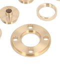 Rock Solid Brass Router Template Bushing Guides 11 Piece Set showing heavy duty brass router bushings for precision woodworking.