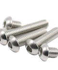 Close-up of M2 Hex Socket Button Head Screws Set In Stainless Steel With L Key Drive Full Thread Right Hand Metric Assortment Kit