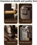 Level Up Your Home Barista Game With This Pro Grade Electric Coffee Bean Roaster featuring oak handle, easy button, bean bin seal.