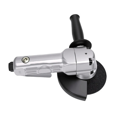 5 Inch Pneumatic Angle Grinder Featuring A Badass 11000 Rpm Motor That Knocks Out Tough Metal Cutting Grinding And Polishing Tasks Without Breaking A Sweat Today - top view showing the handle and disc.
