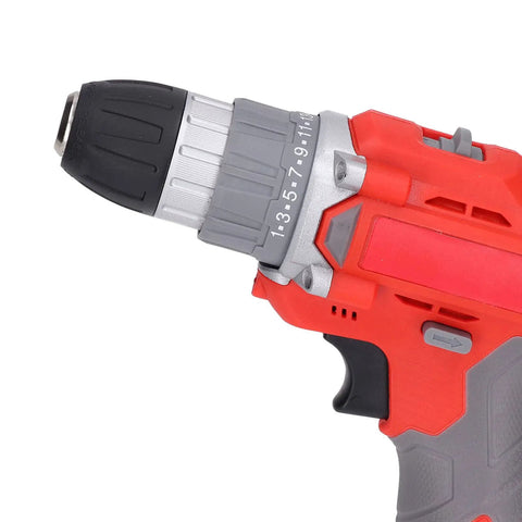 Close-up view of The Real Deal Cordless Drill Driver Featuring Kickin 25 Adjustable Speed Gears And 52Nm Precise Torque Control.