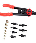 Rivet Nut Tool Kit With Interchangeable Mandrels And Storage Box for furniture auto marine industrial use, red handle pliers, mandrels, nuts