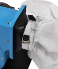 Heavy Duty 750W 1HP Woodworking Dust Collector With 550CFM Airflow And All Steel Frame showing catch bag attachment.