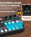 Level Up Podcast Gear Bundle With Pro Audio Interface And Dynamic Microphone For Live Streaming Gaming And Vocal Sessions Featuring Foam Windscreen Top Shelf Sound Capture, showing sound card with customizable effects.