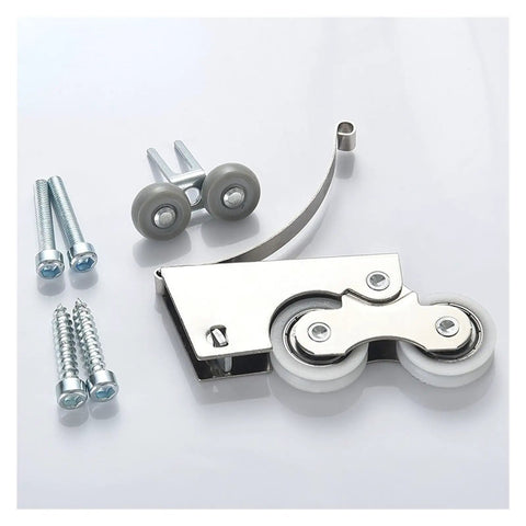 Heavy Duty Caster Wheels With Dual Locking Brakes Double Roller Design For Sliding Doors And Wardrobe Tracks parts and hardware set