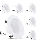 6-pack 4-Inch LED Recessed Downlight Retrofit Kit with Pre-Mounted Trim and Standard Base Adapter 2700K Soft White Dimmable