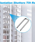 Bulletproof Plantation Shutter Repair Kit Featuring 85 Piece Hardware Collection With Spring Pins Collar Clips And Louver Staples showcasing tilt rod and shutters.