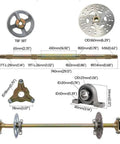 DIY Go Kart Rear Axle Kit With Brake Assembly And Pillow Blocks 740mm Complete Axle Set components and dimensions diagram.