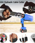 Electric Ratchet Cable Cutter With LED Display And Battery, 200 kN Cutting Force, cutting through armored cables.