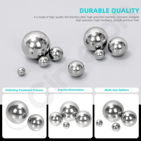 Heavy Duty Loose Bicycle Bearing Balls Assortment Kit With 300 Precision Steel Replacement Balls Across 12 Ready To Roll Sizes showing various steel balls.