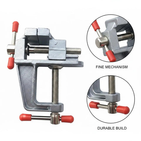 Compact Aluminum Bench Vise For Tiny Workpieces, Portable Desktop Clamp For Drilling And Filing, easy tightening, secure hold