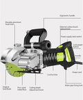 Heavy Duty Workhorse Handheld Wall Slotting Machine And Laser Guided Brick Concrete Groove Cutter showing ergonomic handle and saw blade.