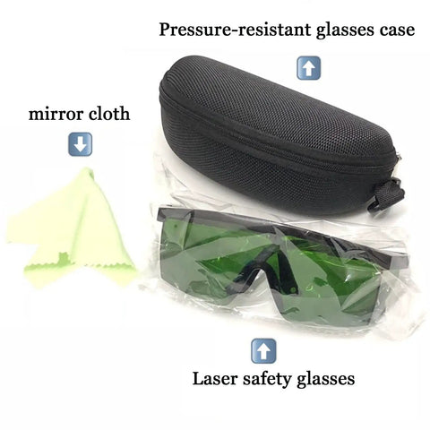 Broad Spectrum Laser Safety Glasses With Uv And Infrared Blocking Coating For Home Hair Removal Wands 200Nm To 2000Nm Range in protective case with mirror cloth.