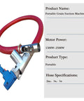 Portable Grain Pumping Machine With Suction Auger Conveyor and hose for farms and factories, motor power 1500W-2500W.