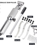 Pro Grade Hydraulic Wheel Bearing Puller And Gear Separating Tool featuring solid 10 ton capacity with various components shown.