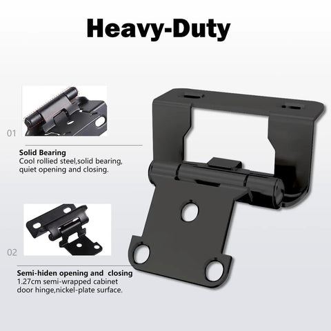 Matte Black Self Closing Cabinet Hinges 32 Pack Soft Close Door Hardware Semi Hidden Steel Build shown with solid bearings design.