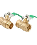 One Half Inch Hardcore Brass Ball Valve With Snappy Lever Handle Built For Copper Plumbing Shut Off Upgrades Featuring Leak Free Male Female Fittings That Stay Sealed Tight with green lever handle.