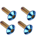 4 Pcs M5x20mm Titanium Burnt Blue Hex Bolts Umbrella Head Screws 304 Stainless Steel with hexagonal sockets displayed in a set.