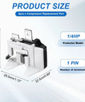 Three Pack Refrigerator Overload Protectors One Quarter Horsepower Thermal Overload Switches dimensions diagram