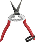 Micro-Tip Pruning Snip For Delicate Flower Arranging And Plant Trimming, red-handled garden pruner with micro-tip blades.