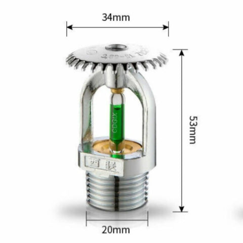 No Sweat Quick Response Upright Fire Sprinkler Head Half Inch DN15 Copper Chrome Plated with green glass bulb design.