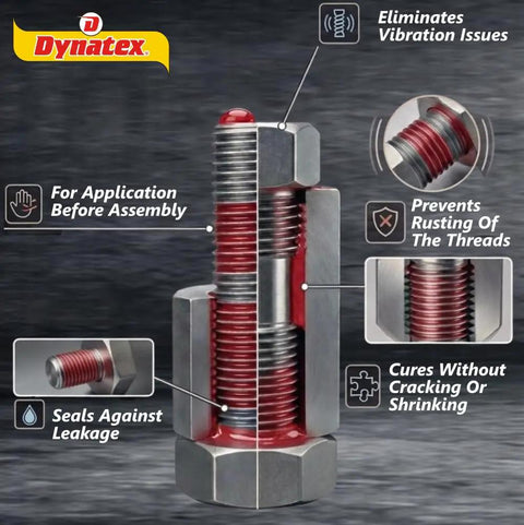 Red High Strength Thread Locker For Large Fasteners Permanent Lock Anaerobic Cure For Close Fitting Metal Surfaces 4 Pack demo