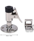 Rock Solid Heavy Duty 316 Marine Door Stopper And Holder Catch Brushed Stainless Steel Build with spring latch and wall mount.