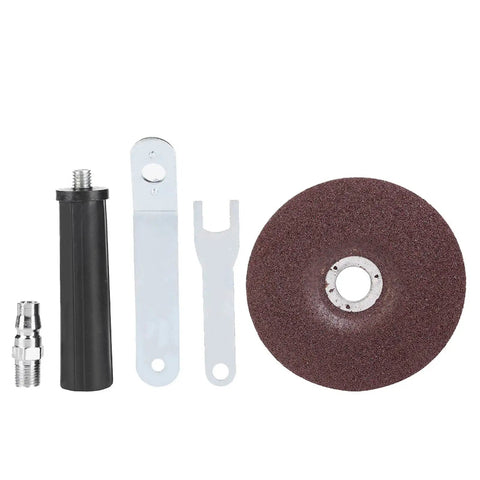 Badass Pneumatic Angle Grinder 11000 RPM Knockout Grinding And Polishing Tool parts including grinding disc and fittings.