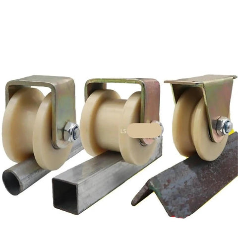 Single Nylon Groove Roller Wheel For Sliding Barn Doors Linear Track Pulley that glides on metal tracks, featuring a solid nylon design.