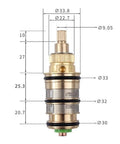 Premium Solid Brass Thermostatic Shower Valve Cartridge For Bathroom Plumbing Projects Quick Swap Hot Cold Water Mixing Easy Install with dimensions.
