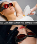 Premium Heavy Duty 2 Pack Laser Safety Goggles Delivering Solid Od6 Plus Shield For Blue Green And Violet Beams in use during laser treatments.