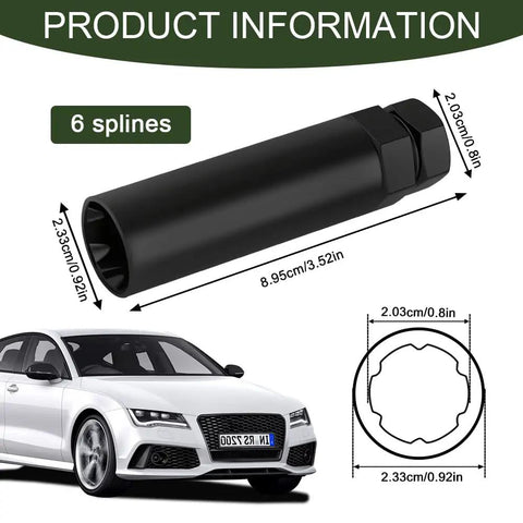 6 Spline Lug Nut Socket, Wheel Lock Removal Wrench, Heavy Duty Steel Extractor For Cars And Trucks with 21mm and 22mm hex size.