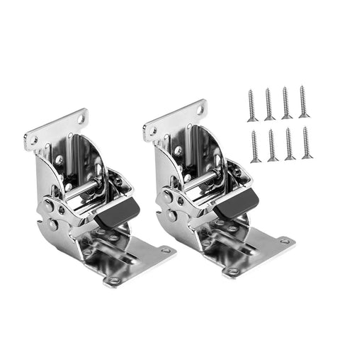 Two Pack Foldable Self Locking Hinges For Furniture Legs Fit Workbenches And Tables 0 90 180 Degree Angles Easy Install Silvery Finish