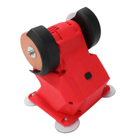 Heavy Duty Badass Mini Bench Grinder Featuring Dual 70 Mm Wheels Kicking Out 5500 Rpm For Rad Metal Shaping And Deburring Using Any 18V Battery Pack For Your Workshop in red with dual grinding wheels.