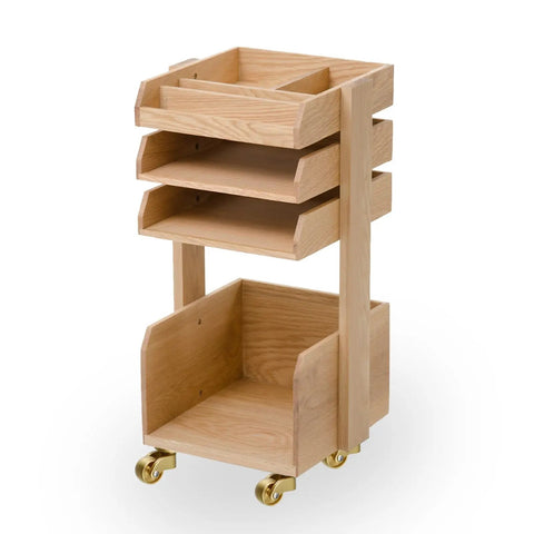 Badass Solid Brass Swivel Casters For Floor Mats Set Of 4, wooden cart with four drawers and brass casters for easy mobility.