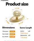 Built Tough Brushed Gold Cabinet Knobs 10 Pack With Base Brass Drawer Pulls Solid Zinc Alloy Corrosion Resistant Knockout Finish For Kitchen Cupboard Or Bathroom Dresser Hardware Refresh showing size dimensions and specifications.