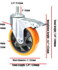 Heavy Duty Stem Casters With Swivel Threaded Caster Wheels And Dual Locking Brakes Set Of Four Five Inch Industrial close-up