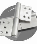 Heavy Duty Stainless Steel Door Hinge With 360 Degree Swivel And Detachable Flag Design Built Tough For Rock Solid Rust Proof Performance Plus Fire Safe Five Inch Compatible Setup, showing flat blade design and removable pin.