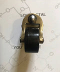 Heavy Duty Brass Rubber Caster Wheels For Furniture Move Like Butter Swivel Replacement Casters With Vintage Cup Base and Screw Mount Silent Glide For Beds and Sofas, top view of caster with black wheel.