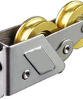Heavy Duty Stainless Steel Sliding Door Rollers Featuring Double Wheel Pulleys For Bathroom Cabinets And Glass Panels, close-up view.