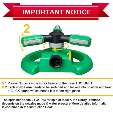 Lawn Sprinkler Automatic Garden Irrigation System With 360 Degree Rotation For Big Yard Coverage Adjustable Spray Nozzles
