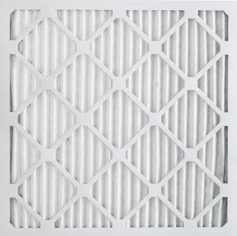 Close-up of Pleated MERV 12 Air Filters 24x24x1 Inches, Actual Size 23.38 x 23.38 x 0.75, showing pleated structure and grid design.